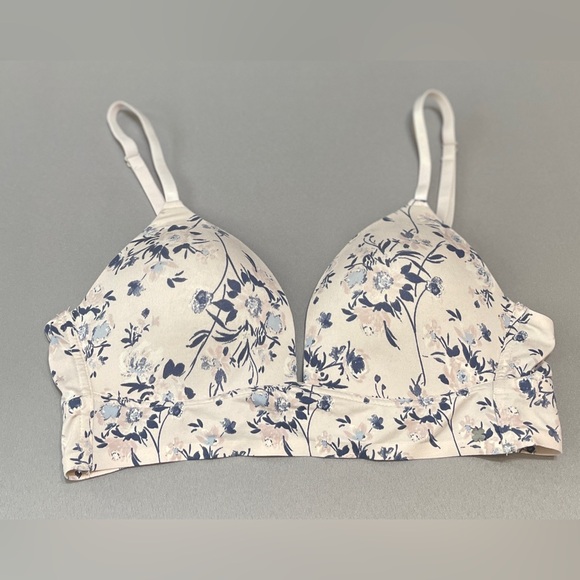 Lucky Brand Wireless Floral Full Coverage Bra Stretch Pink Blue 36B Feminine - Picture 4 of 11